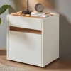Discount Wohnen Nachtschrank in Weiß und Wildeiche Dekor - Nonessia