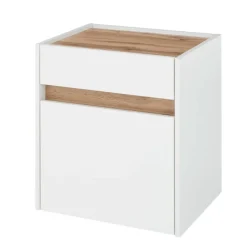 Discount Wohnen Nachtschrank in Weiß und Wildeiche Dekor - Nonessia