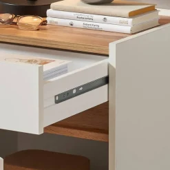 Discount Wohnen Nachtschrank in Weiß und Wildeiche Dekor - Nonessia
