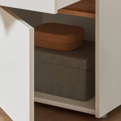 Discount Wohnen Nachtschrank in Weiß und Wildeiche Dekor - Nonessia
