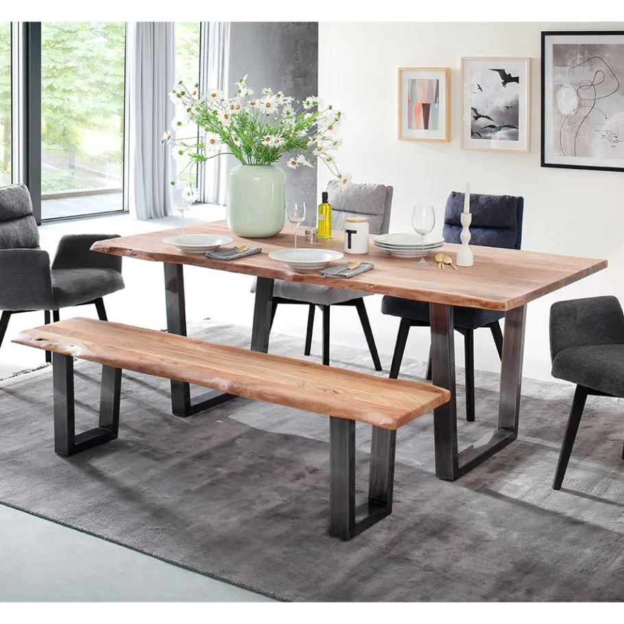 Outlet Wohnen Naturkanten-Esstisch aus Akazie massiv - Cremona