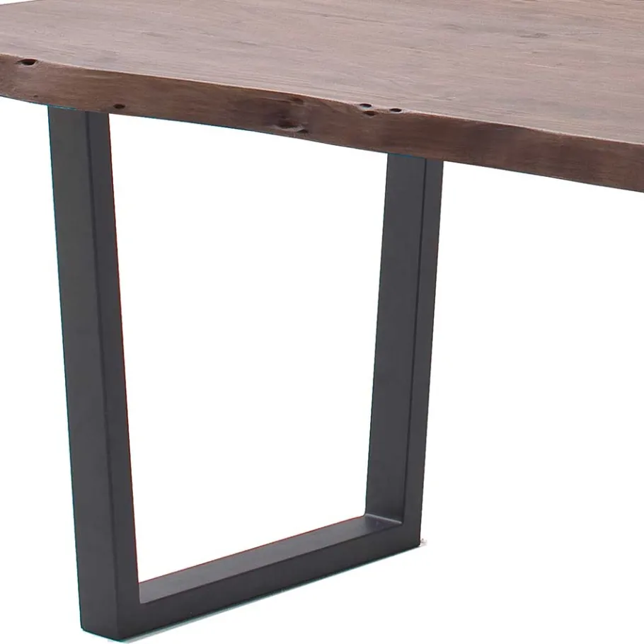 Outlet Wohnen Naturkanten-Esstisch mit Trapezgestell - Violettan