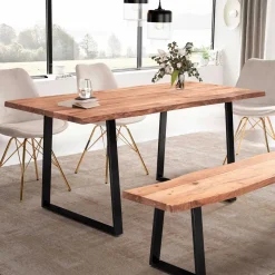 Clearance Wohnen Naturkanten-Tisch mit Trapezbeinen - Captain