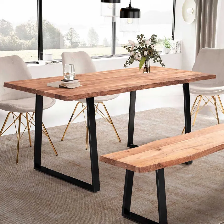 Clearance Wohnen Naturkanten-Tisch mit Trapezbeinen - Captain