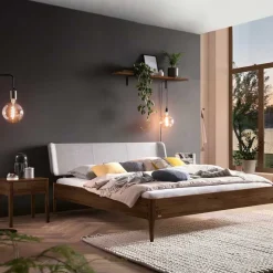 New Wohnen Nussbaum Bett mit extravagantem Kopfteil - Astosa
