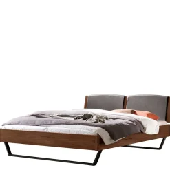 Best Wohnen Nussbaum Bett mit Metallkufen in Anthrazit - Manore