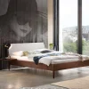 Discount Wohnen Nussbaum Doppelbett mit Stoff Kopfteil - Filippo