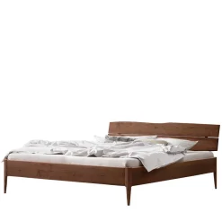 Clearance Wohnen Nussbaum Holzbett mit Baumkante Kopfteil - Elegatos