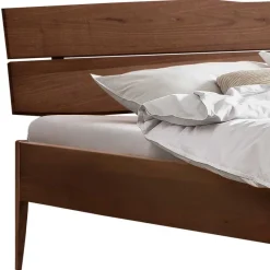 Clearance Wohnen Nussbaum Holzbett mit Baumkante Kopfteil - Elegatos