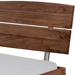 Clearance Wohnen Nussbaum Holzbett mit Baumkante Kopfteil - Elegatos