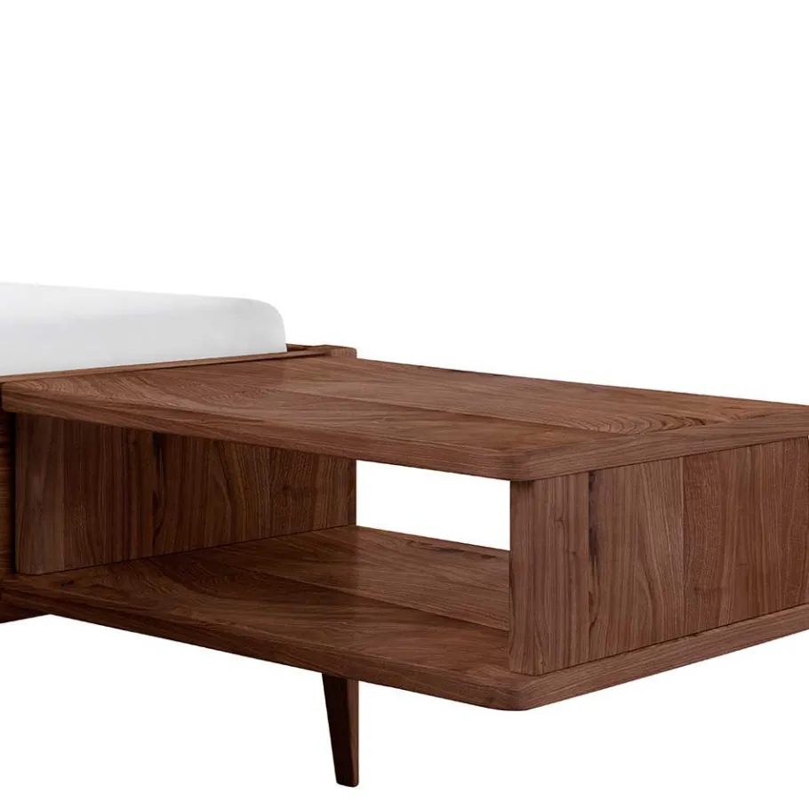 Clearance Wohnen Nussbaum Holzbett mit Baumkante Kopfteil - Elegatos
