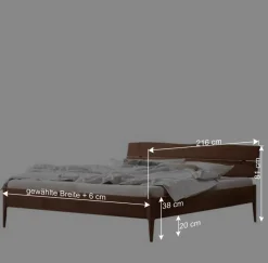 Clearance Wohnen Nussbaum Holzbett mit Baumkante Kopfteil - Elegatos
