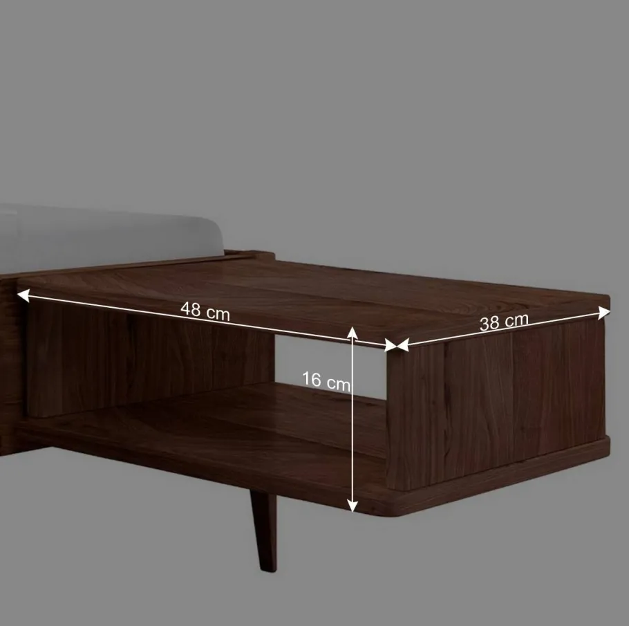 Clearance Wohnen Nussbaum Holzbett mit Baumkante Kopfteil - Elegatos