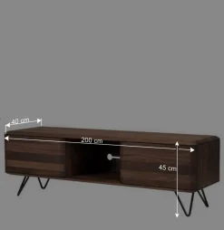 Best Wohnen Nussbaum TV Schrank mit Metallbeinen - Rivossa