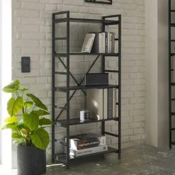 New Wohnen Offenes Industrial Style Regal in Schwarz - Keuna