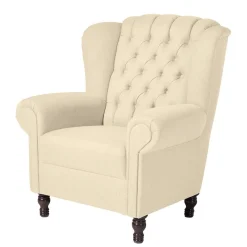 Best Wohnen Ohrensessel in Beige und Nussbaum - Fakt