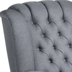Hot Wohnen Ohrensessel in Jeansblau und Nussbaum Braun - Sasmia