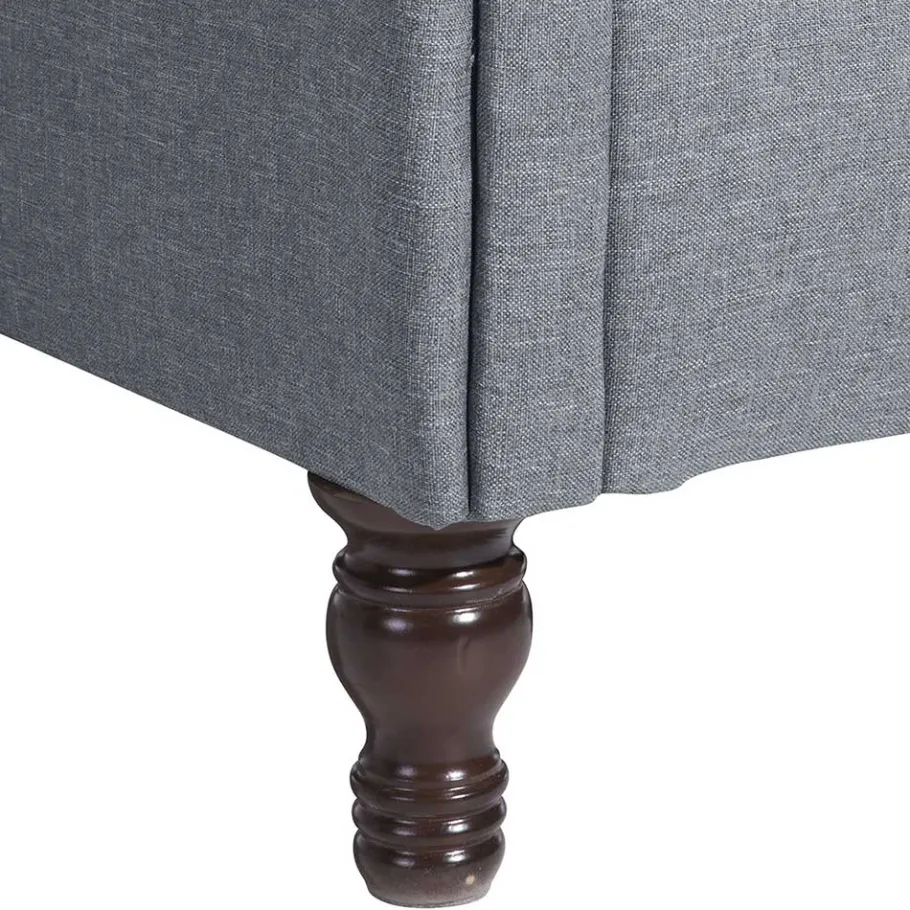 Hot Wohnen Ohrensessel in Jeansblau und Nussbaum Braun - Sasmia