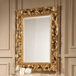 Clearance Wohnen Oppulenter Wandspiegel in Gold Holzrahmen - Carlenna I