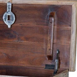 Outlet Wohnen Orient Design Truhe in Antikweiß mit Bronze - Abraham