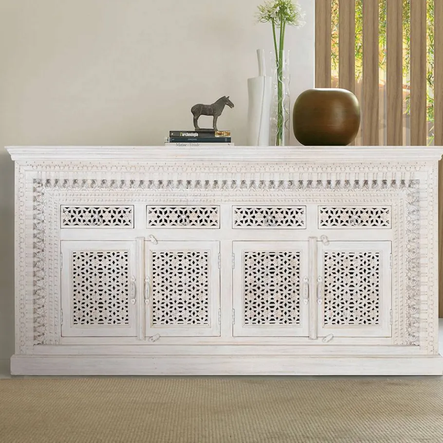 Discount Wohnen Orient Style Sideboard aus Mangoholz White Wash - Capo