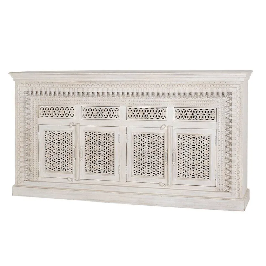 Discount Wohnen Orient Style Sideboard aus Mangoholz White Wash - Capo