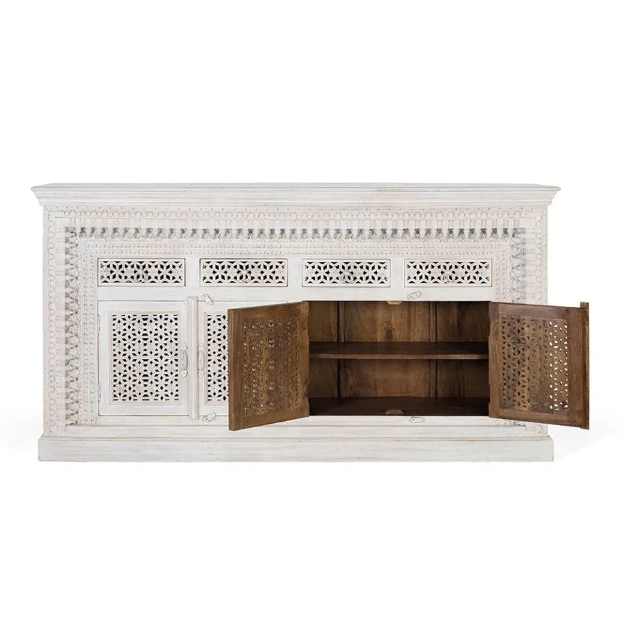 Discount Wohnen Orient Style Sideboard aus Mangoholz White Wash - Capo