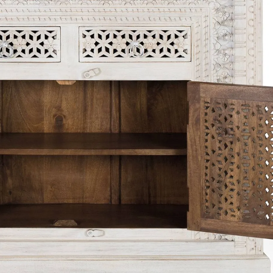 Discount Wohnen Orient Style Sideboard aus Mangoholz White Wash - Capo