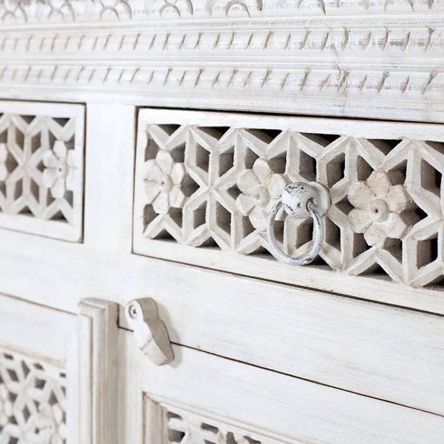Discount Wohnen Orient Style Sideboard aus Mangoholz White Wash - Capo