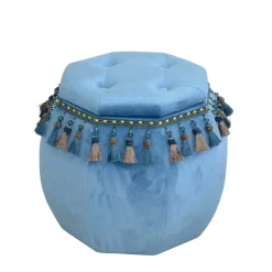 Best Wohnen Orientalischer Hocker mit Troddeln achteckig - Agrebo