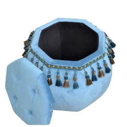 Best Wohnen Orientalischer Hocker mit Troddeln achteckig - Agrebo