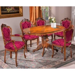 Wohnen Ovale Esstischgruppe im Barockstil - Ursanna (sechsteilig)