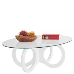 Sale Wohnen Ovaler Design-Couchtisch in Transparent Glas - Gildas