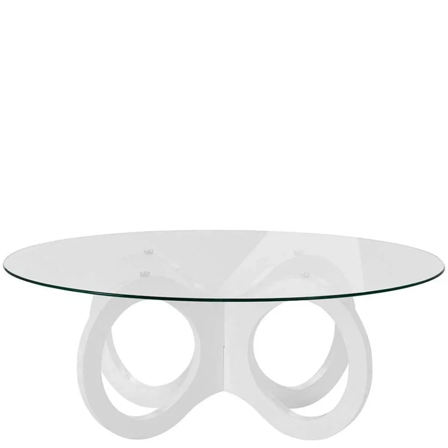 Sale Wohnen Ovaler Design-Couchtisch in Transparent Glas - Gildas