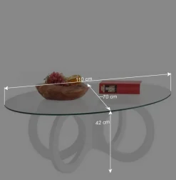 Sale Wohnen Ovaler Design-Couchtisch in Transparent Glas - Gildas