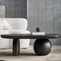 Discount Wohnen Ovaler Design-Couchtisch in Schwarz - Islando