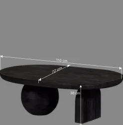 Discount Wohnen Ovaler Design-Couchtisch in Schwarz - Islando
