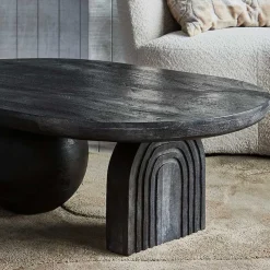 Discount Wohnen Ovaler Design-Couchtisch in Schwarz - Islando
