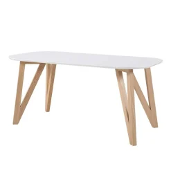 Sale Wohnen Ovaler Designtisch in Weiß & Eichefarben - Calypso