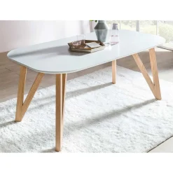 Sale Wohnen Ovaler Designtisch in Weiß & Eichefarben - Calypso