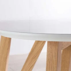 Sale Wohnen Ovaler Designtisch in Weiß & Eichefarben - Calypso