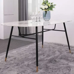 Clearance Wohnen Ovaler Retro Esstisch in Marmoroptik - Little
