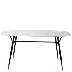 Clearance Wohnen Ovaler Retro Esstisch in Marmoroptik - Little
