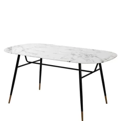 Clearance Wohnen Ovaler Retro Esstisch in Marmoroptik - Little