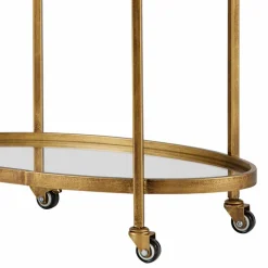 Clearance Wohnen Ovaler Serviertisch Burina auf Rollen in Messing mit Glas