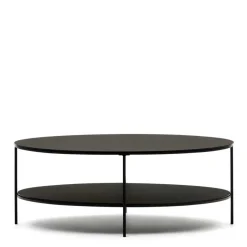 Best Wohnen Ovaler Sofatisch aus Glas und Metall - Calama