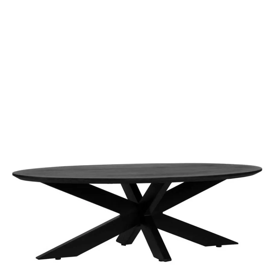 Best Wohnen Ovaler Sofatisch in Schwarz Mangoholz - Varagosta