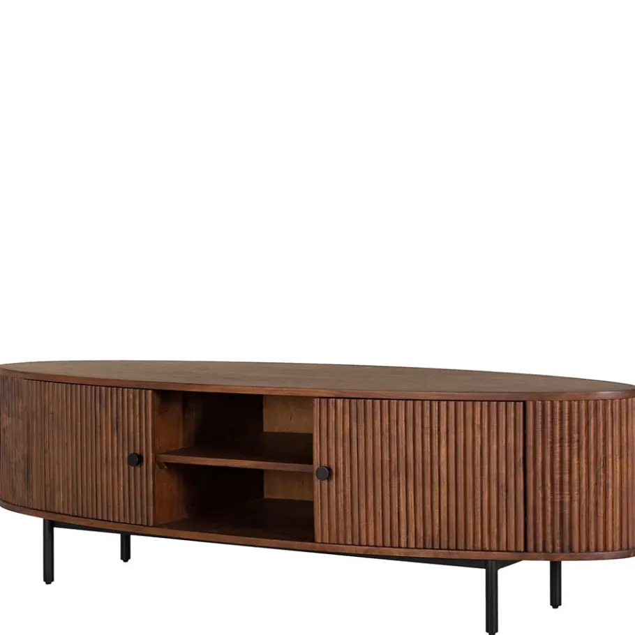 Best Wohnen Ovales Retro TV Lowboard aus Akazie - Chalil