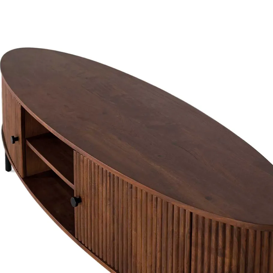 Best Wohnen Ovales Retro TV Lowboard aus Akazie - Chalil