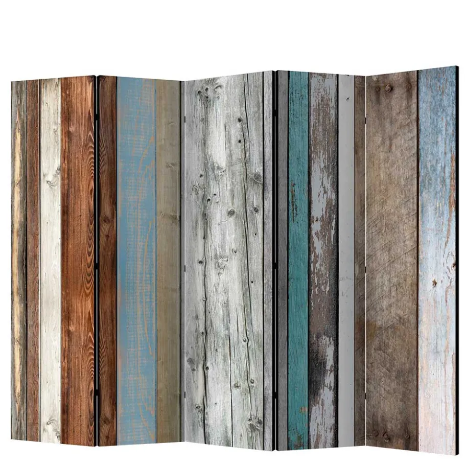 Hot Wohnen Paravent im Shabby Holzwand Look - Deta